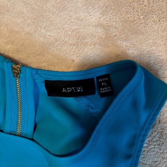 APT. 9 Teal Sleeveless Blouse | Petite Large | Gold Zip Back - Picture 4 of 5